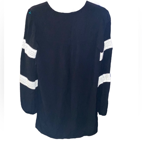 NWT Forever 21 Boho Embroidered Black Tunic Dress with Tassel Detail - Picture 2 of 2